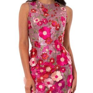 HELSI Miranda 3D Floral Sequin Mini Dress -Fuchsia Cocktail Party Size XS NWT